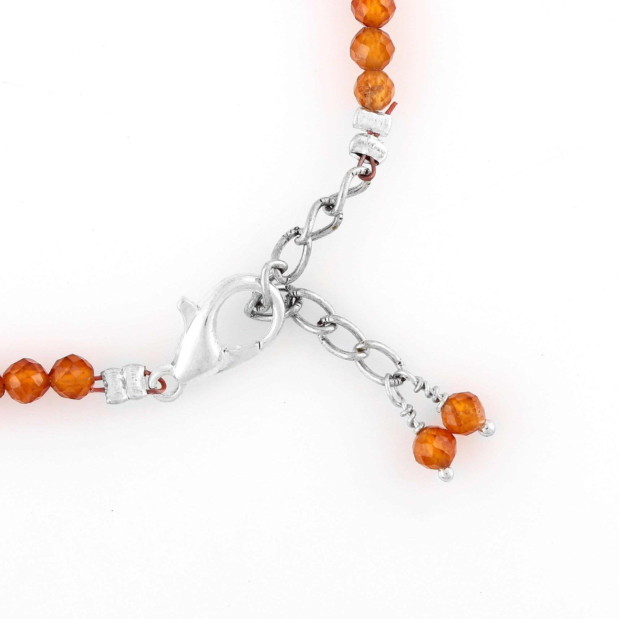 Natural Hessonite Garnet Micro-Faceted Beads Bracelet | Orange Gemstone