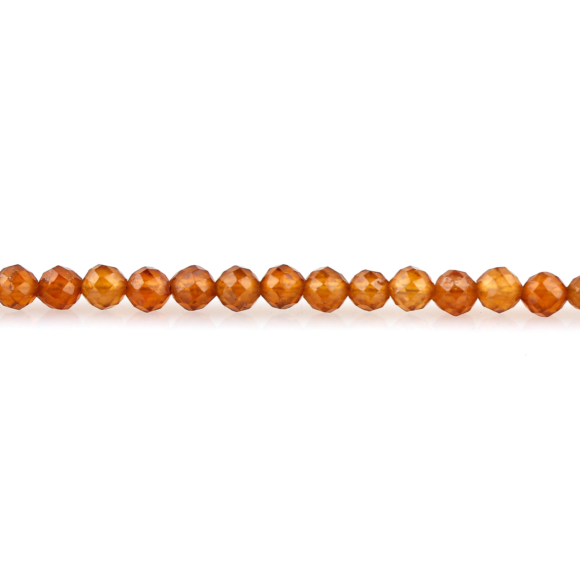 Natural Hessonite Garnet Micro-Faceted Beads Bracelet | Orange Gemstone
