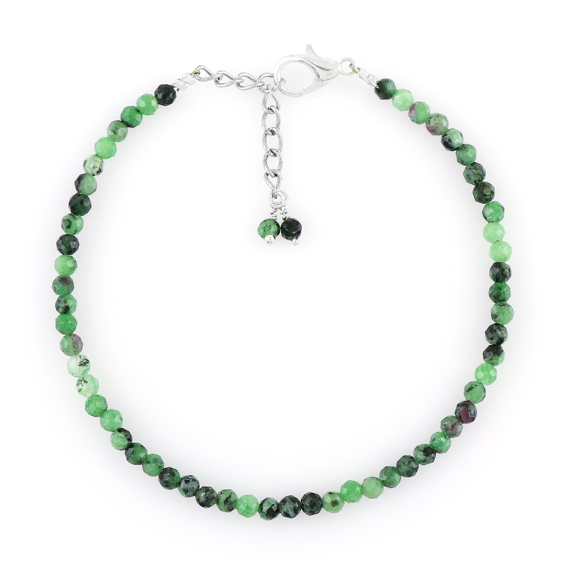 Ruby Zoisite Gemstone Bracelet with Micro-Faceted Round Beads – Natural Crystal Stone