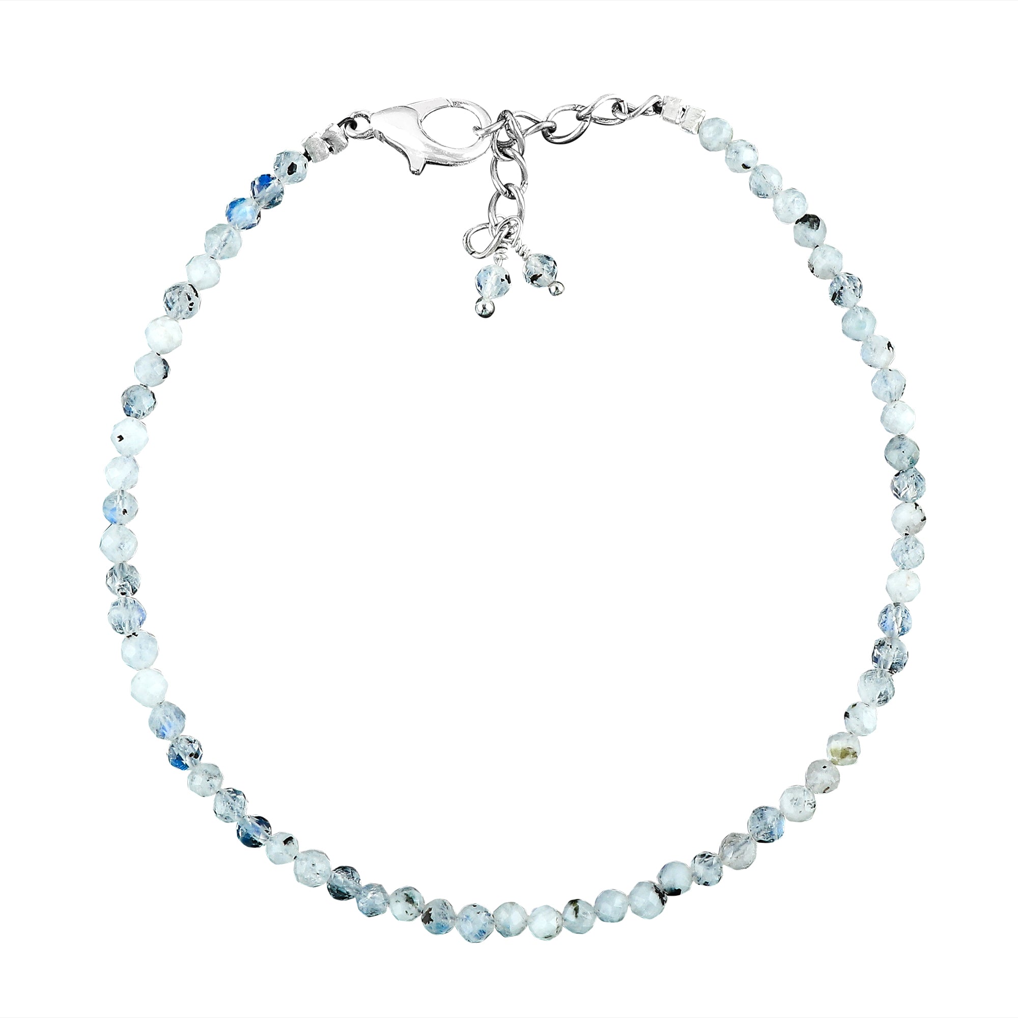 Natural Moonstone Micro-Faceted Round Beads Bracelet – Rainbow Healing Crystal Birthstone Jewelry