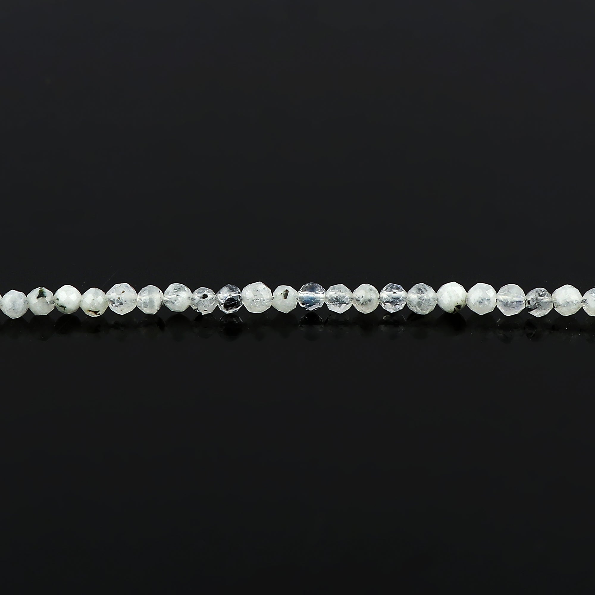 Natural Moonstone Micro-Faceted Round Beads Bracelet – Rainbow Healing Crystal Birthstone Jewelry