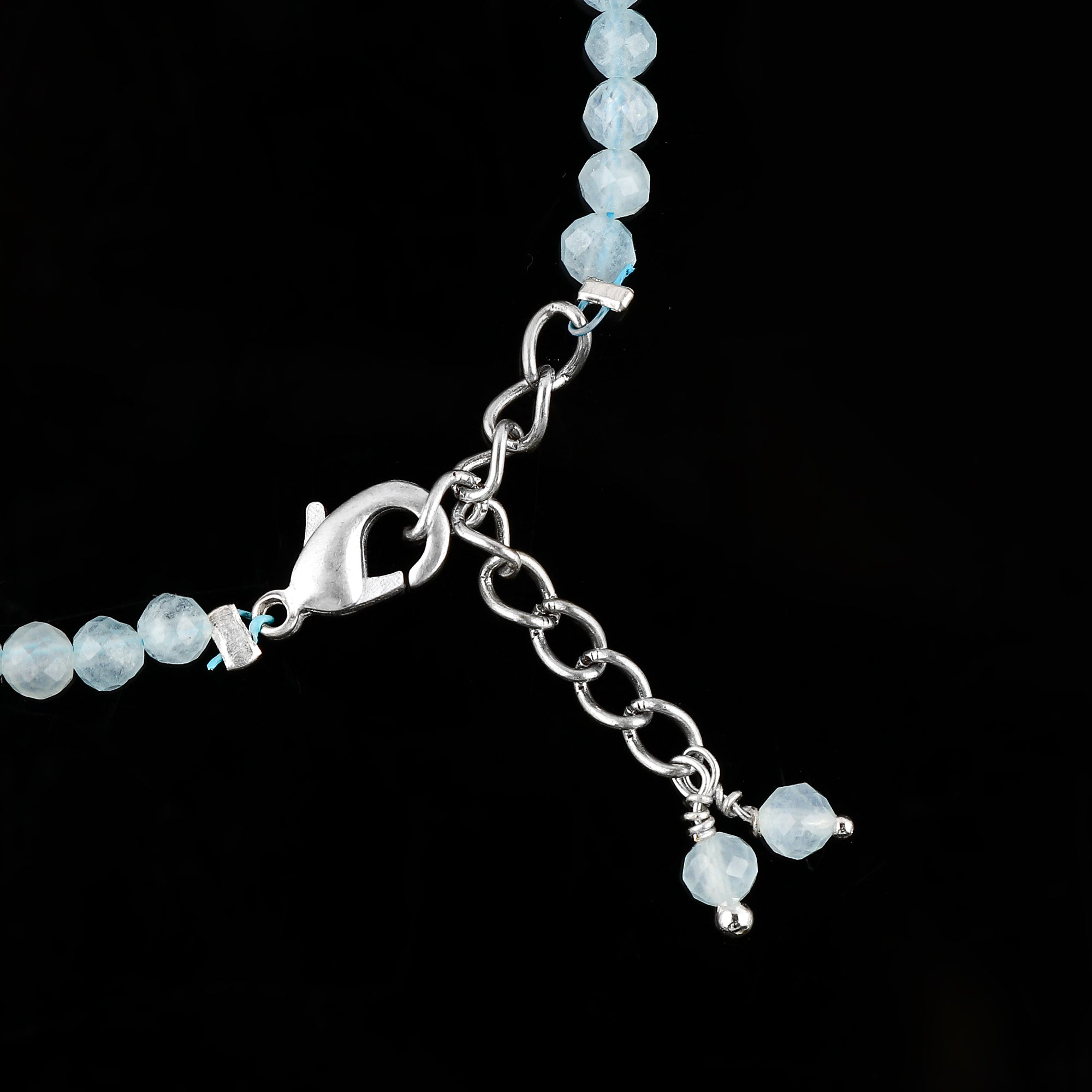 Natural Aquamarine Gemstone Micro-Faceted Beads Bracelet – Healing Crystal Birthstone Jewelry