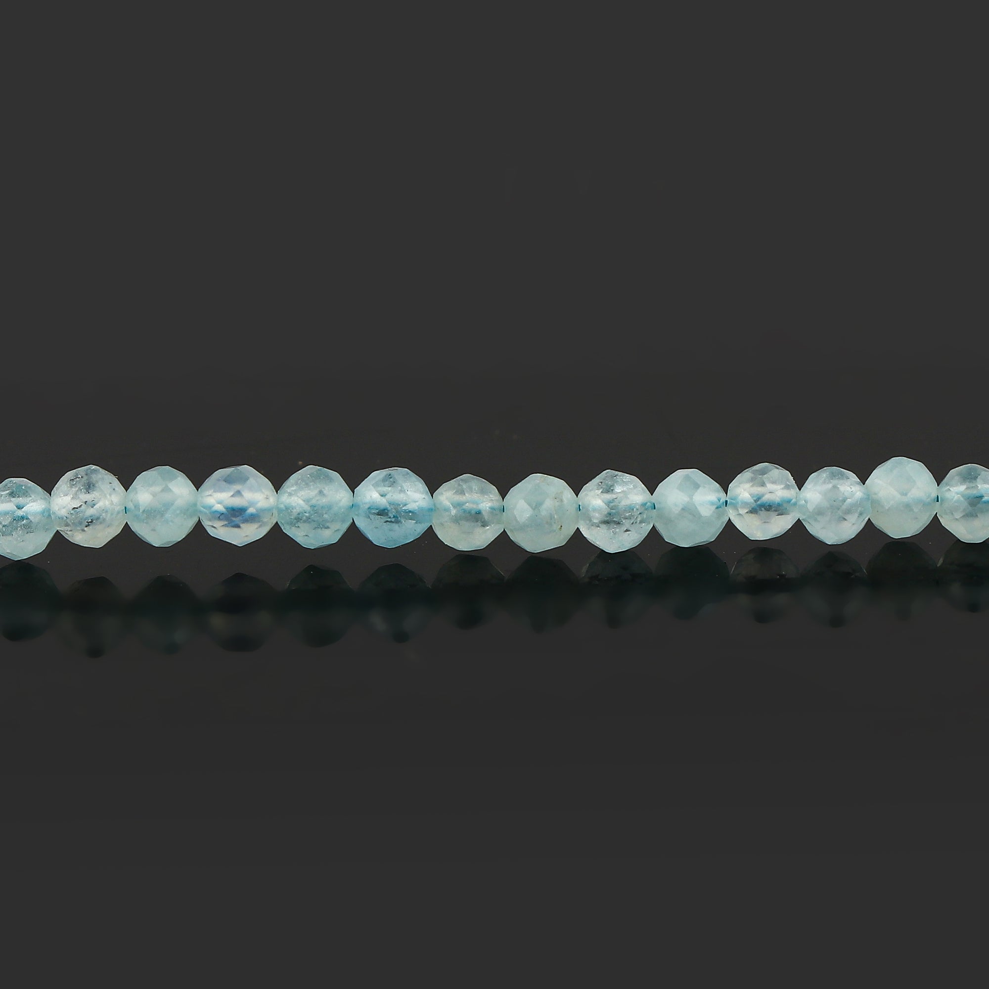 Natural Aquamarine Gemstone Micro-Faceted Beads Bracelet – Healing Crystal Birthstone Jewelry