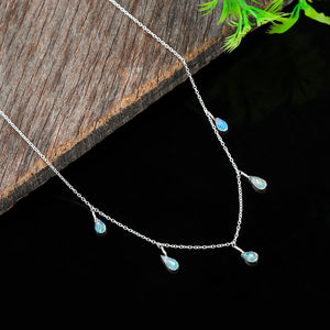 Dazzling designs in a Necklace with 18 Ct 5 Drop Ethiopian Opal in 925 silver
