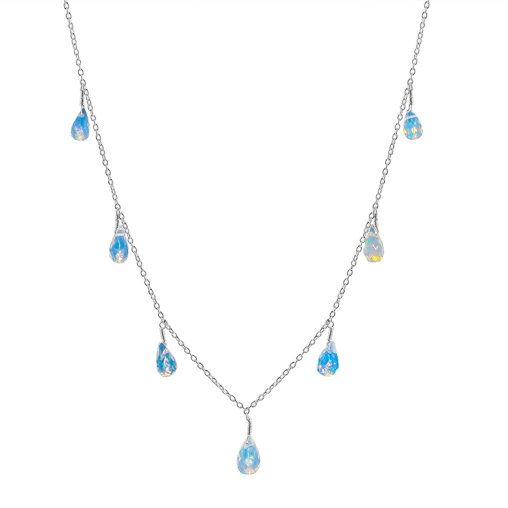 Rare Multicoloured Gemstone 22 Ct 7 Drop Ethiopian Necklace