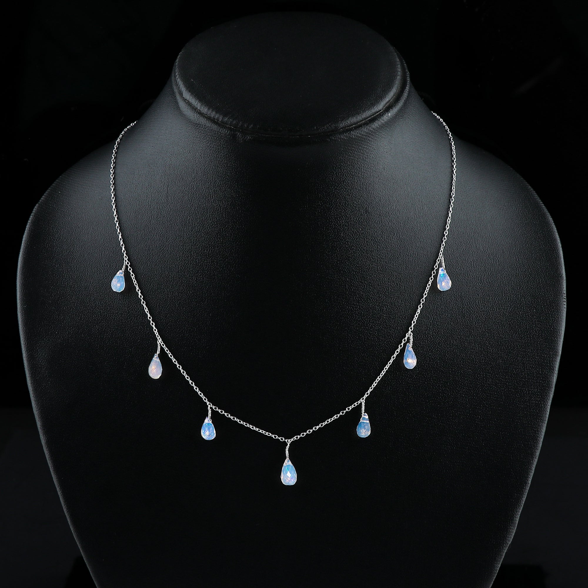 Stunning Multicolour 22 Ct 7 Drop Ethiopian Opal Necklace