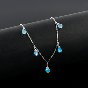 Shining Necklace in 22 Ct 7 Drop Ethiopian Opal polished with 925 Silver