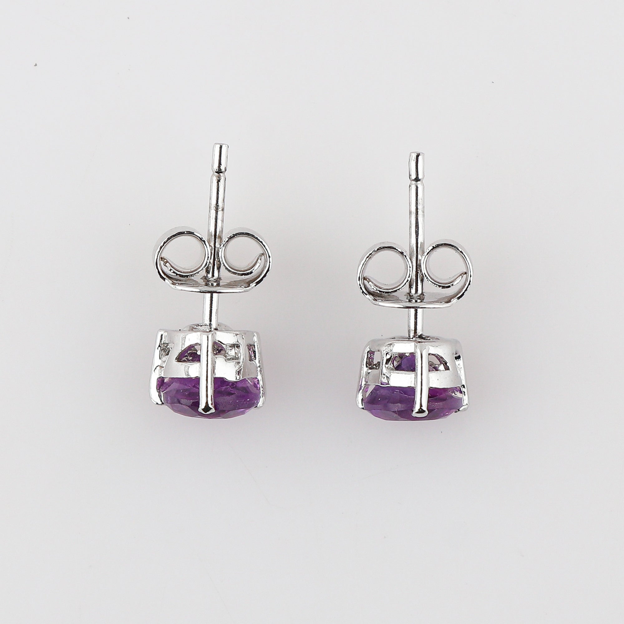 Natural Amethyst Heart-Shaped Stud Earrings – Brilliant Cut Gemstone