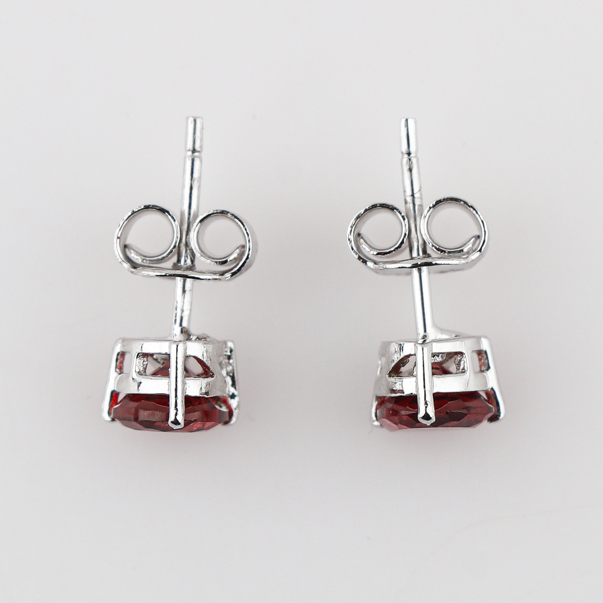 Romantic Red Garnet Heart Shape Stud Earrings | Brilliant Cut Natural Gemstone