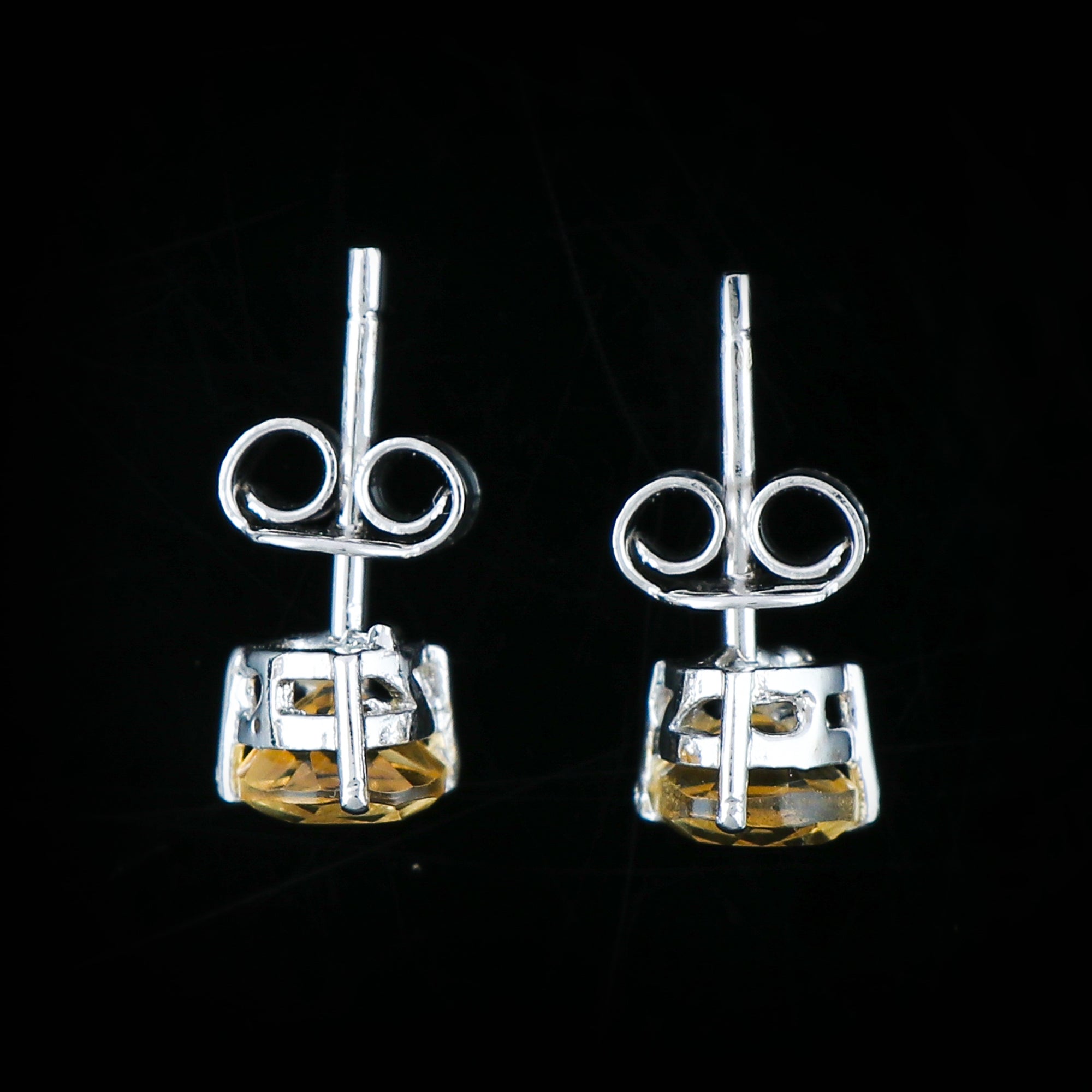 Natural Madeira Citrine Crystal Stud Earrings | Heart‑Shape Gem in 925 Sterling Silver