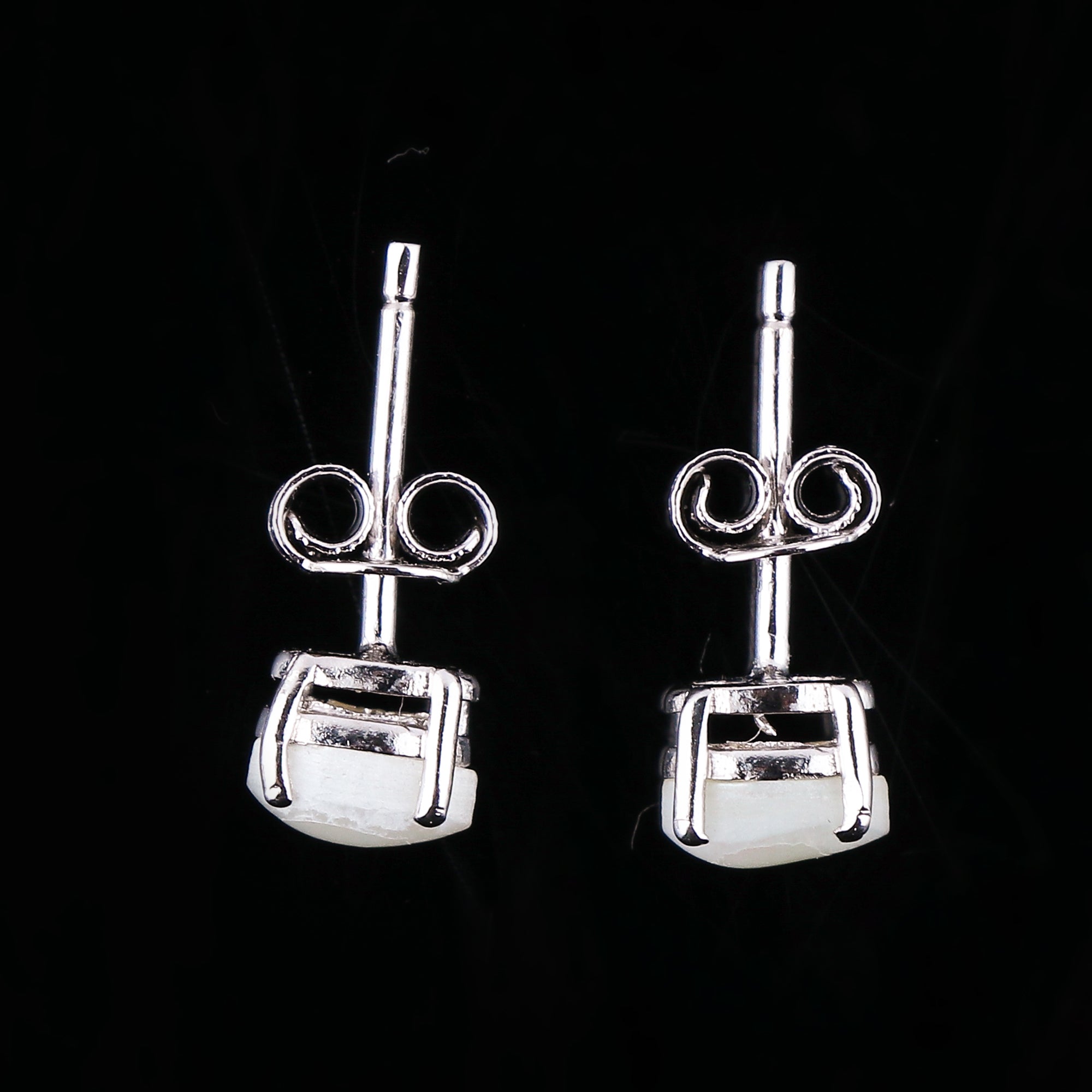 Natural White Pearl Oval Stud Earrings 925 Sterling Silver | Elegant Gemstone Jewelry