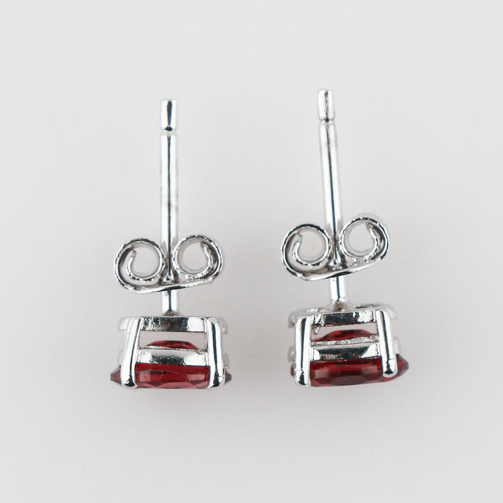 Red Garnet Crystal Stud Earrings | Brilliant‑Cut Oval Natural Gem in 925 Sterling Silver