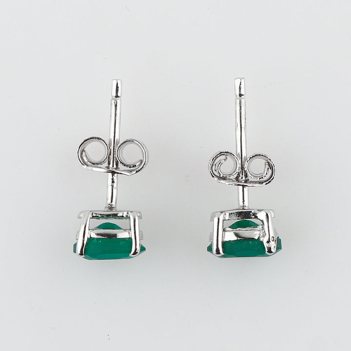 Natural Green Onyx Oval Stud Earrings 925 Sterling Silver | Elegant Gemstone Jewelry
