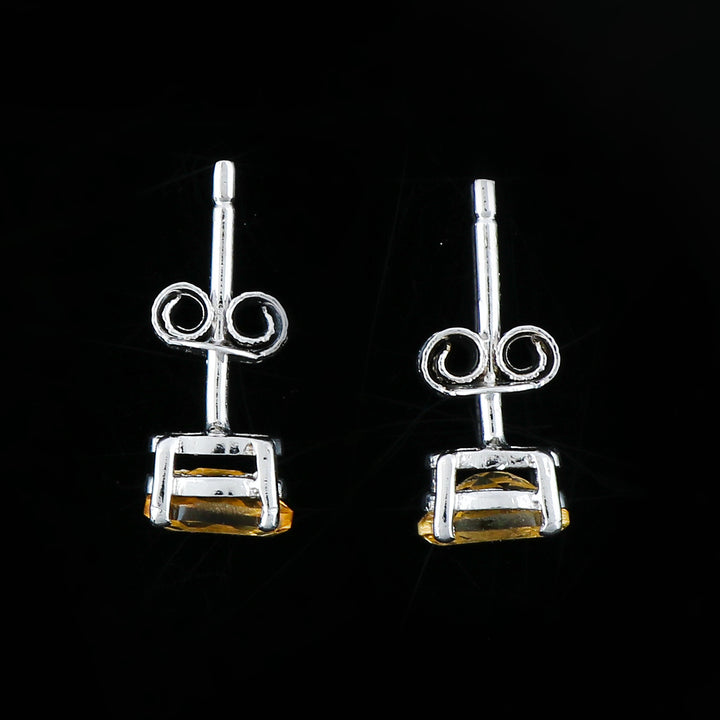 Natural Madeira Citrine Oval Stud Earrings 925 Sterling Silver | Warm Orange Gemstone Jewelry