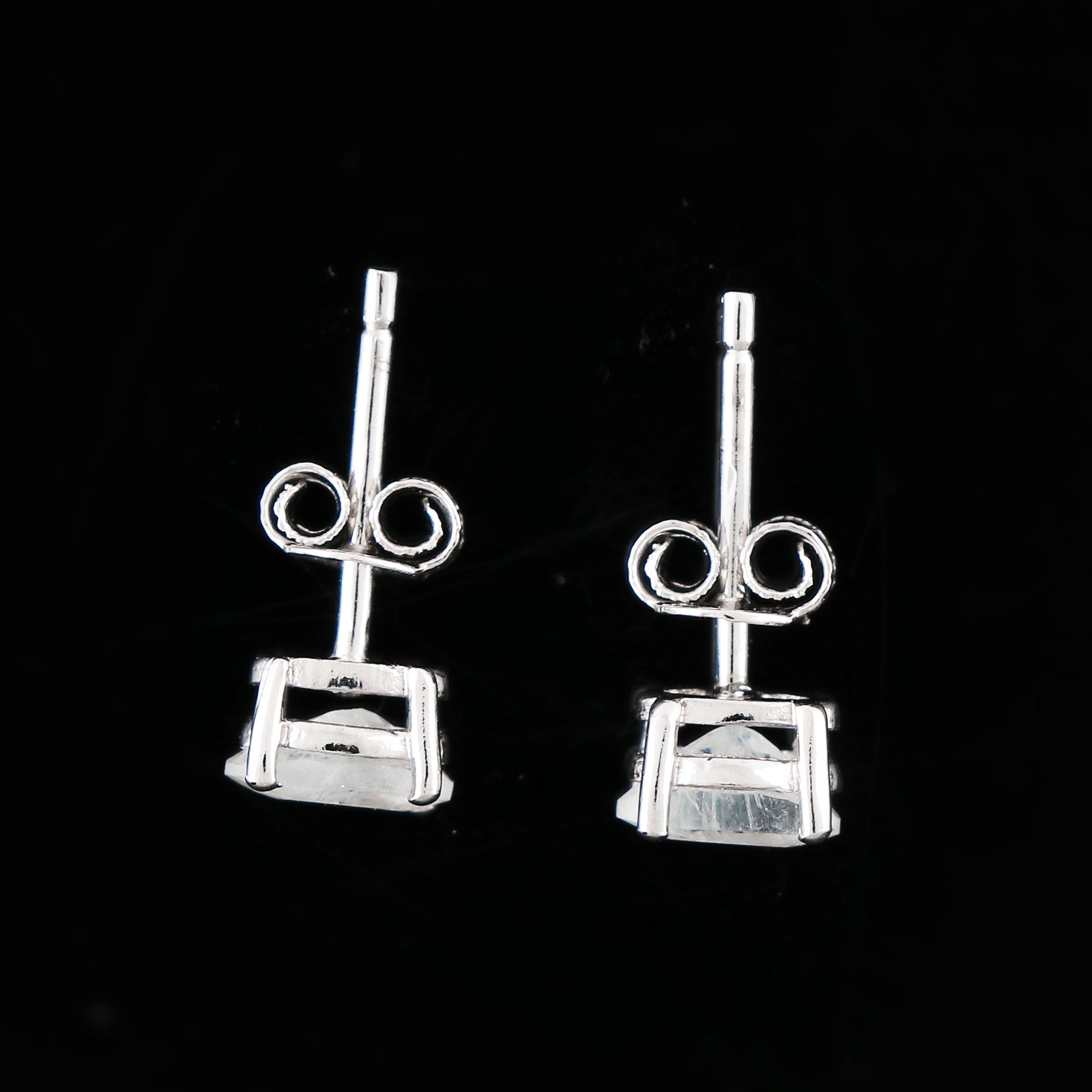 Natural Moonstone Oval Stud Earrings 925 Sterling Silver | Brilliant Cut Gemstone Jewelry