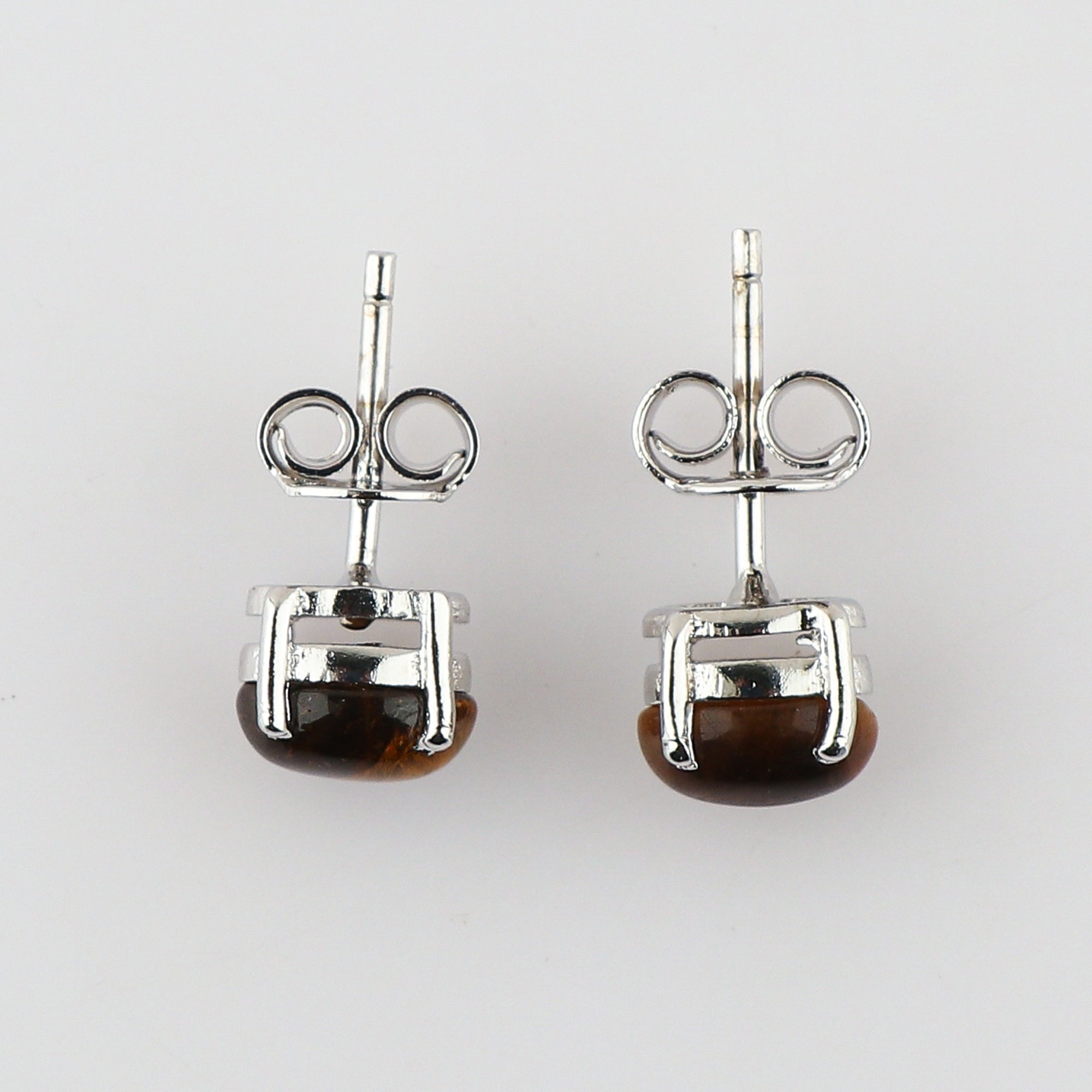 Women's Stud earrings in natural Tiger eye Gemstone