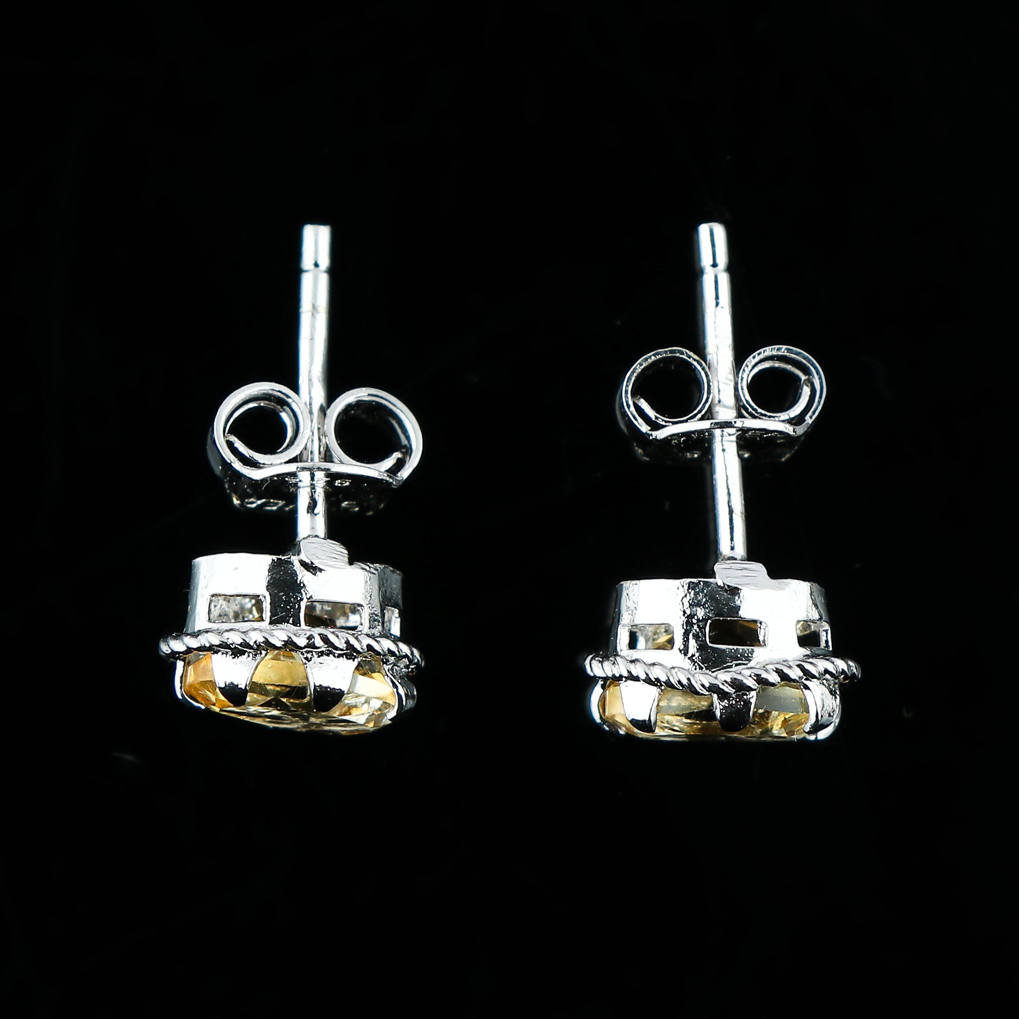 Natural Citrine Gemstone Stud Earrings for Women in Oval Shape