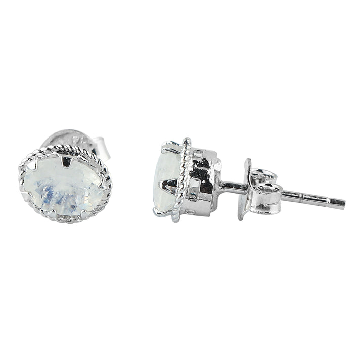 Natural Oval shape Moonstone Stud earrings for Women