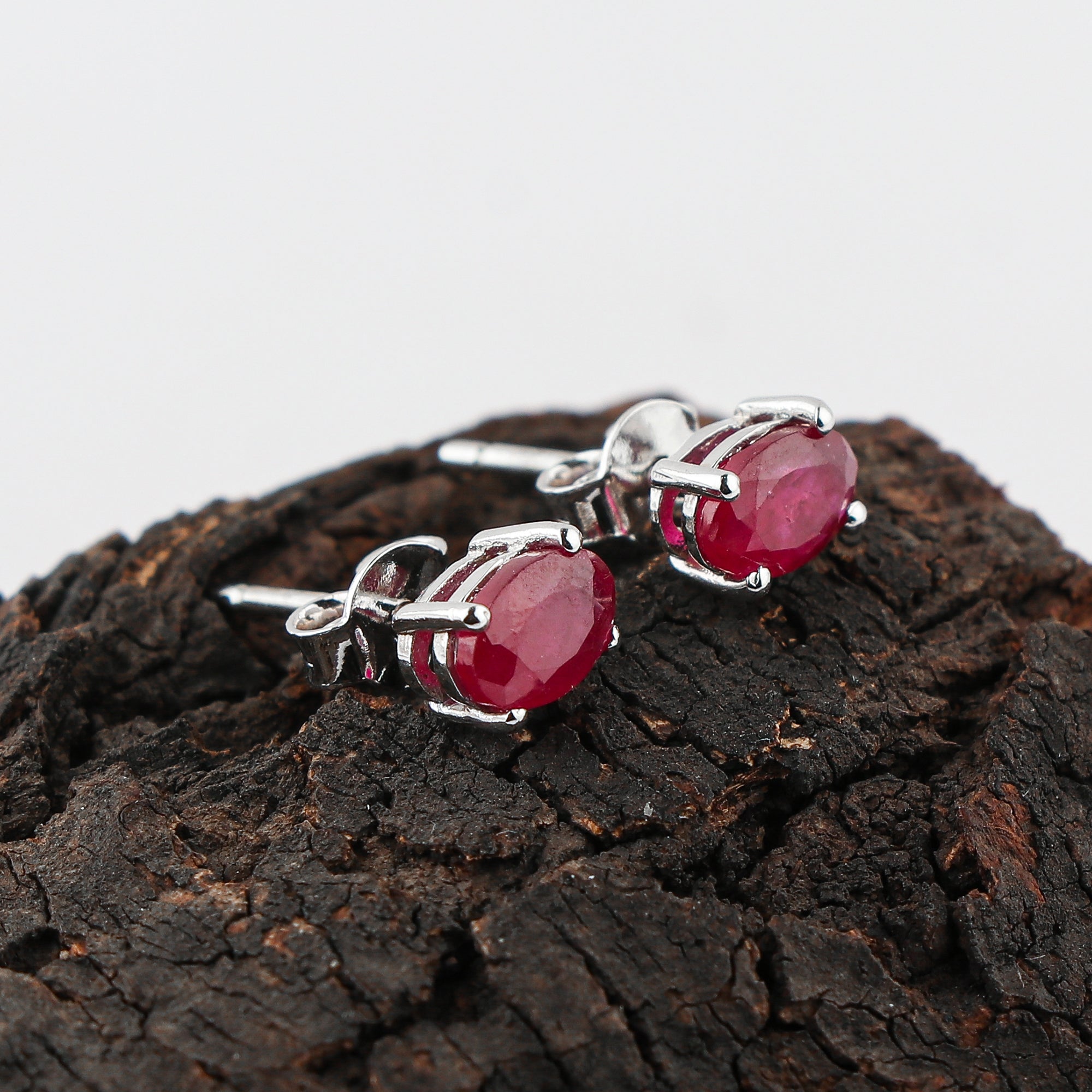 Sparkling Pink Ruby Stud Earrings – Fine Jewelry Gift with Natural Stone