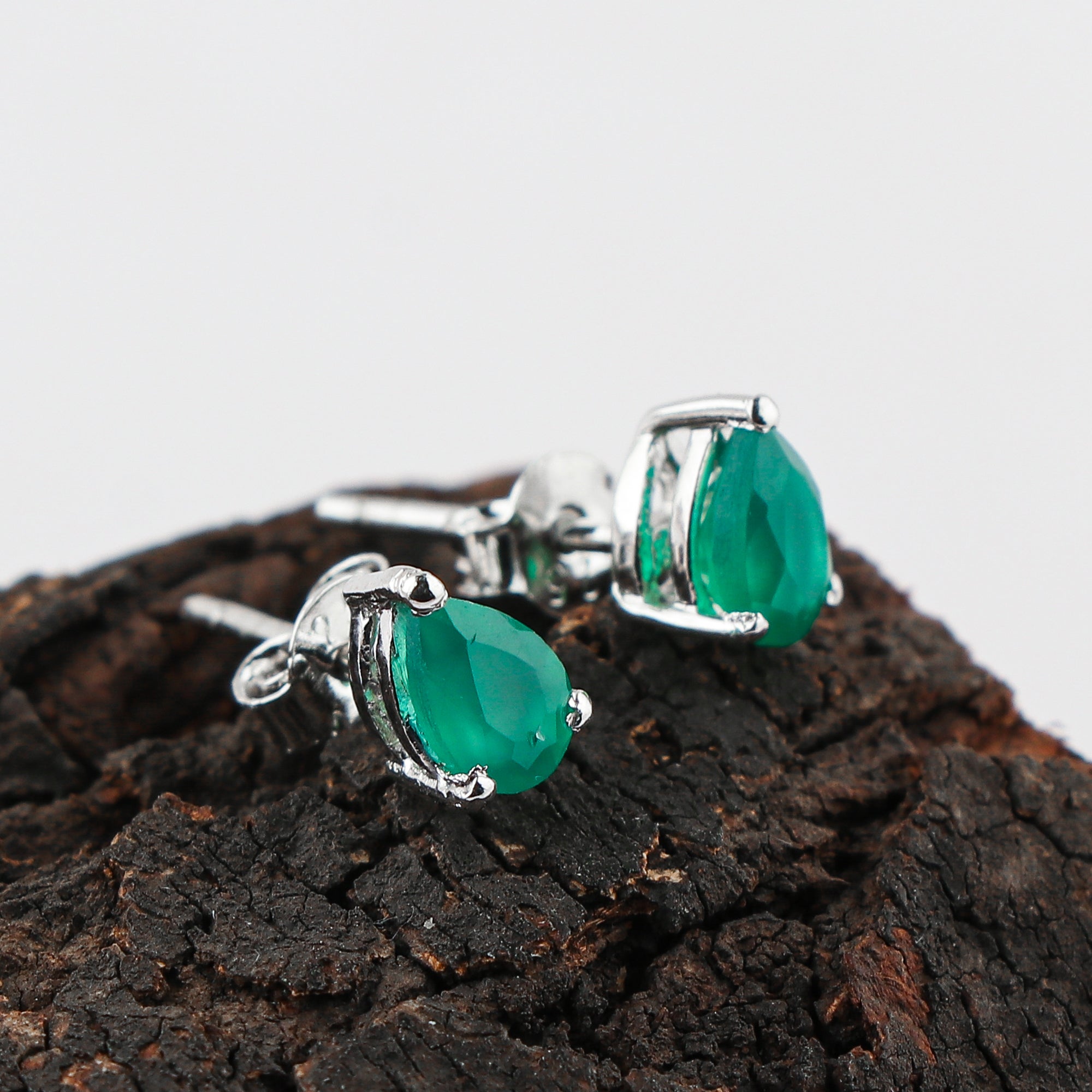 Green Onyx Pear-shaped Stud earring for sale, Perfect Jewelry for Women