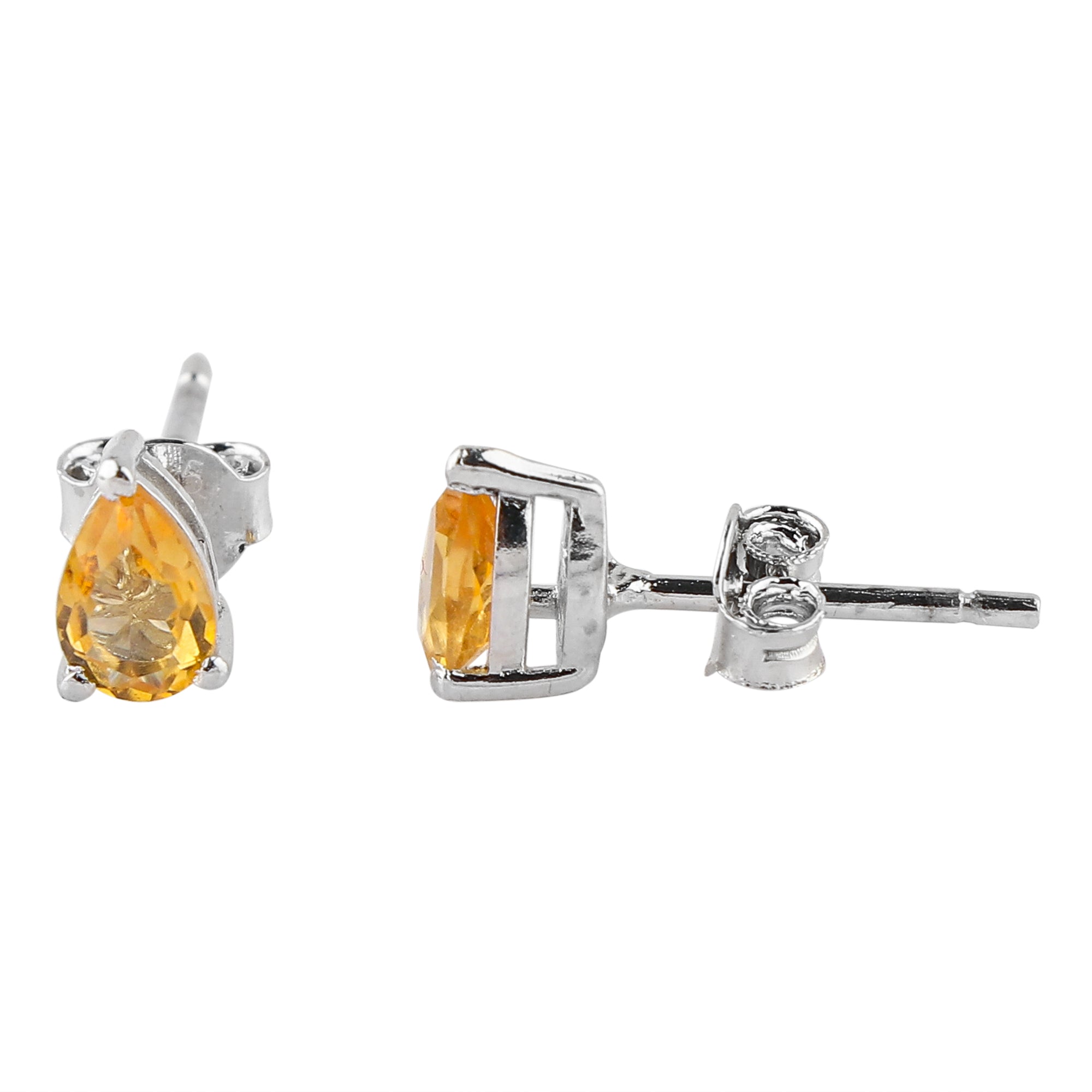 Pear Shape Natural Citrine Gem Stud Earrings for Women, Fine Jewelry for Every Occasion