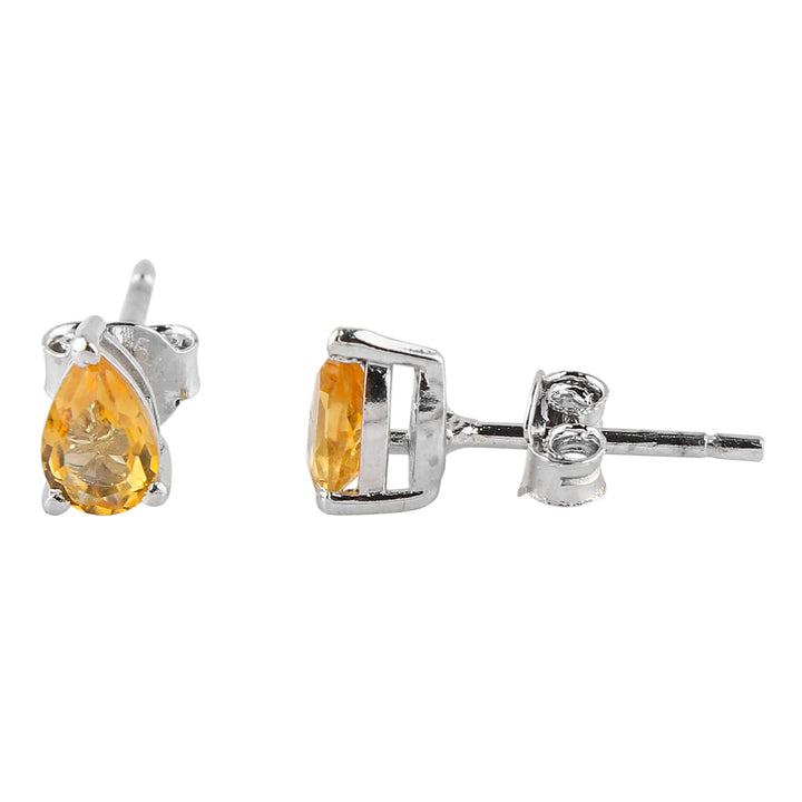 Pear Shape Natural Citrine Gem Stud Earrings for Women, Fine Jewelry for Every Occasion