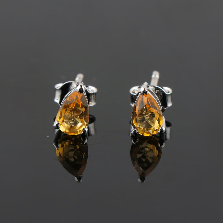 Pear Shape Natural Citrine Gem Stud Earrings for Women, Fine Jewelry for Every Occasion