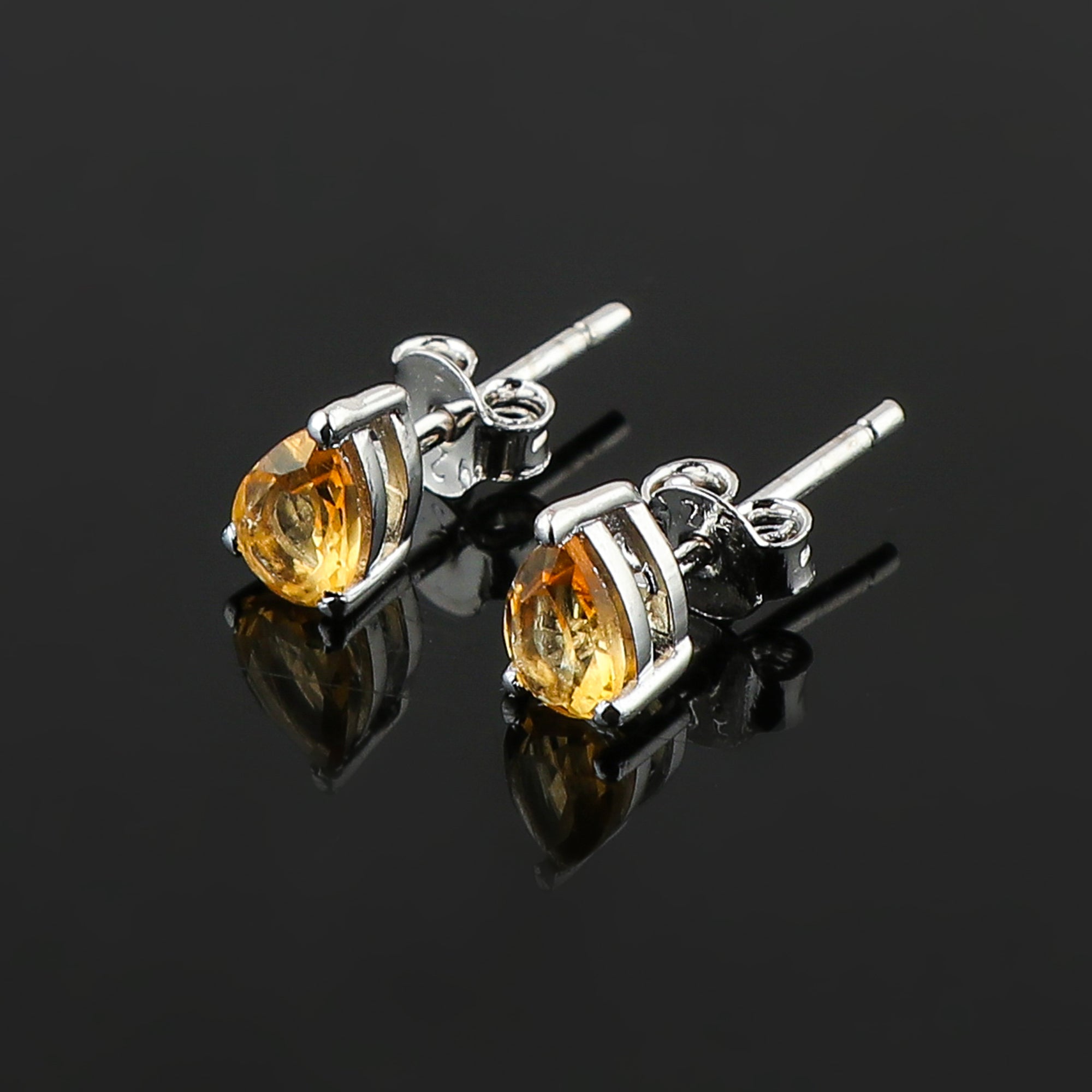 Pear Shape Natural Citrine Gem Stud Earrings for Women, Fine Jewelry for Every Occasion