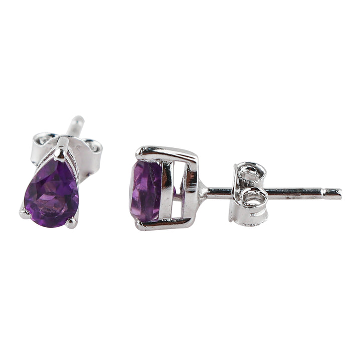 Amethyst Gemstone Stud Earrings For Women, Natural and Genuine Stones, Fine Jewelry, Purple Hue