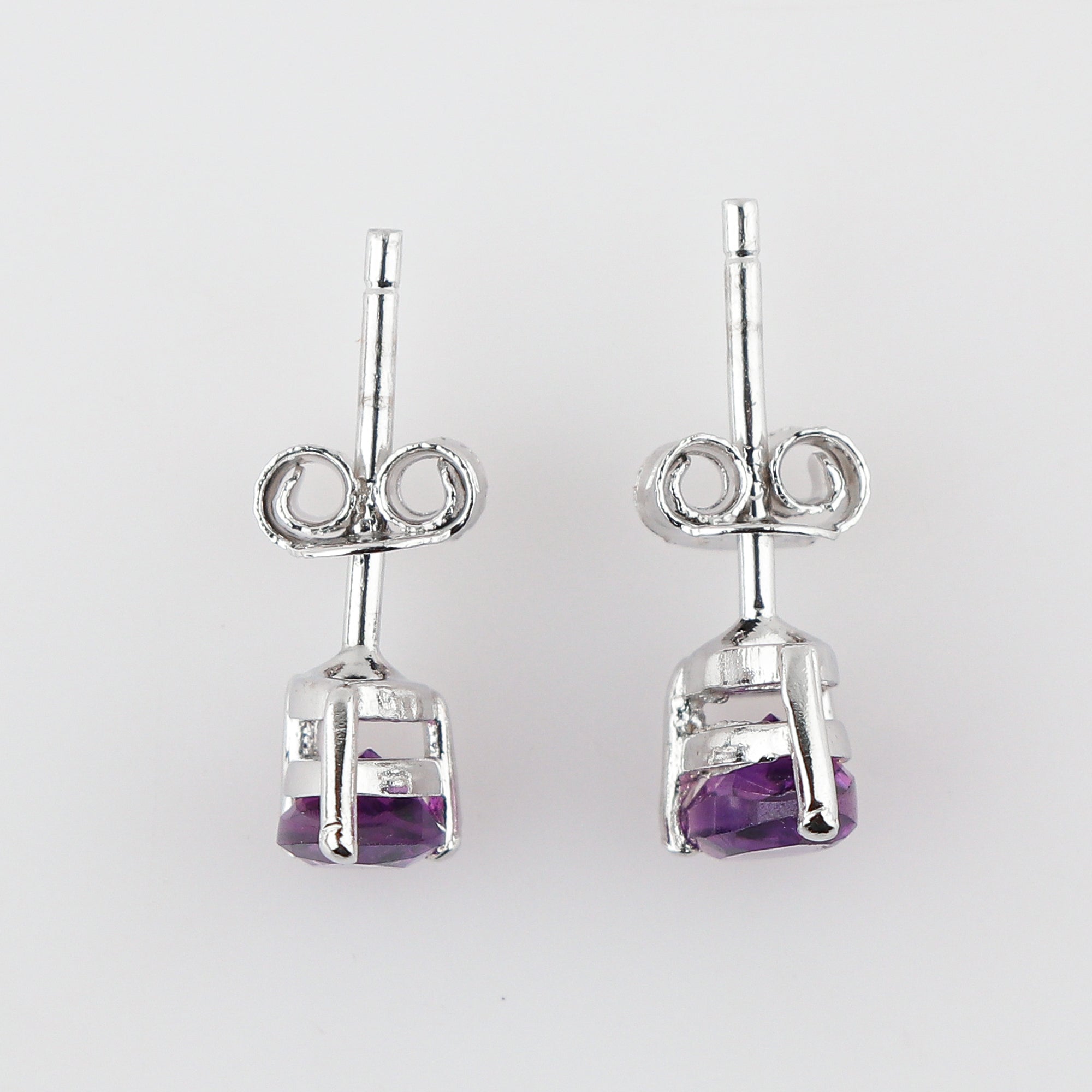 Amethyst Gemstone Stud Earrings For Women, Natural and Genuine Stones, Fine Jewelry, Purple Hue