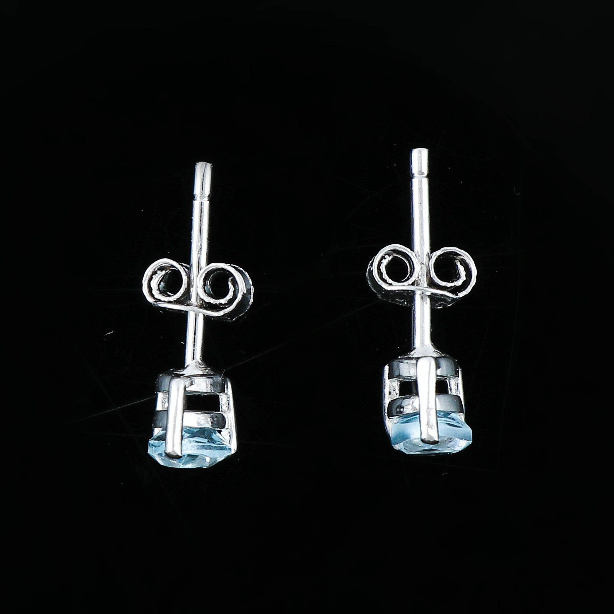 Fine Jewelry Stud Earrings in Natural Sky Blue Topaz Gemstone, Chakra Energy Healing Gemstone