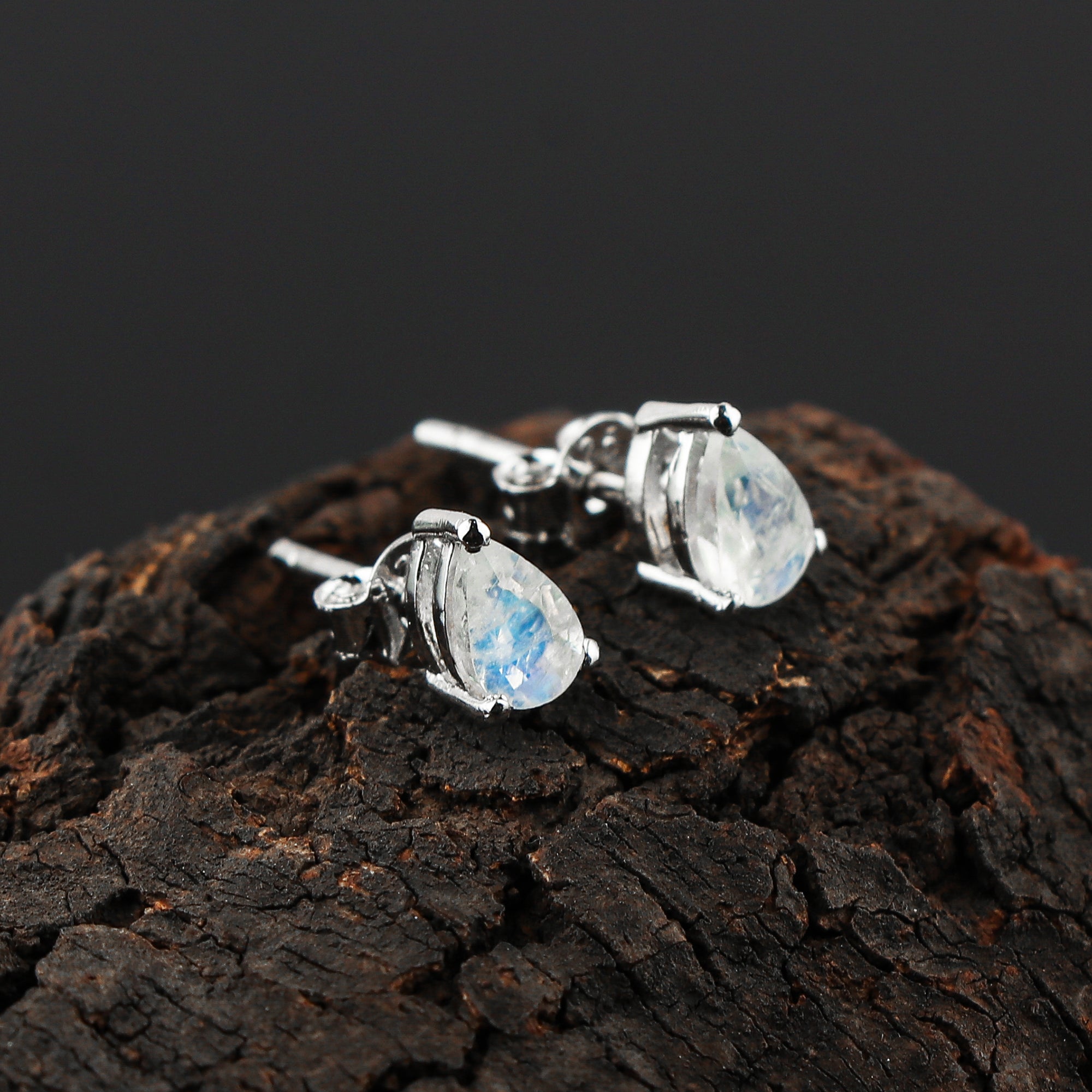 Moonstone Stud Earrings for Women Crafted from 925 Silver, Natural Stone | Fine Jewelry for Women