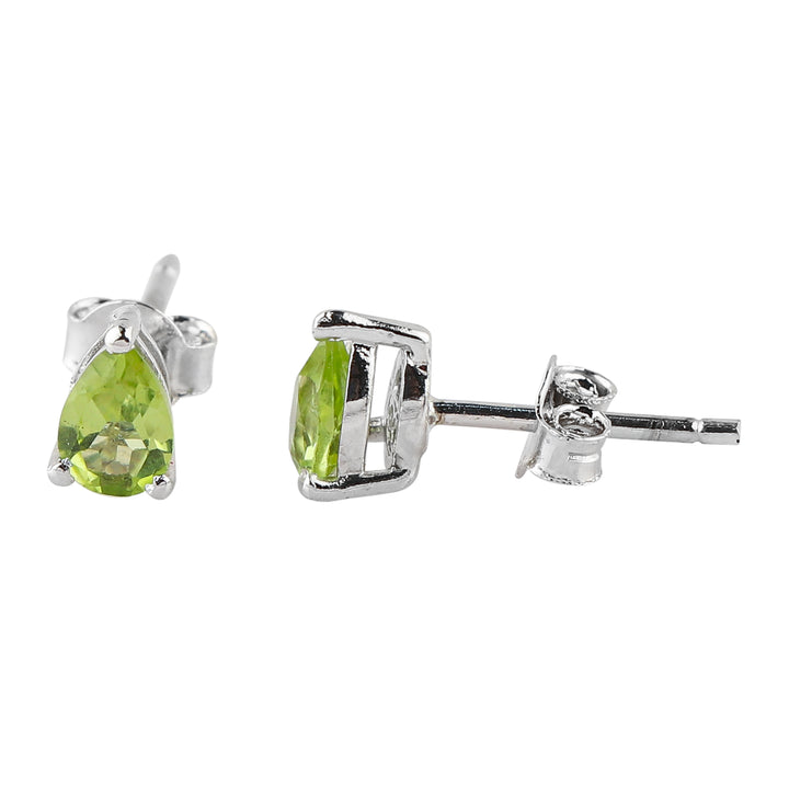 Natural Peridot Stud Earrings in Pear Shape, 925 sterling silver crafted, Perfect for Women, Wife, and Your Loved Ones