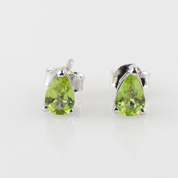 Natural Peridot Stud Earrings in Pear Shape, 925 sterling silver crafted, Perfect for Women, Wife, and Your Loved Ones