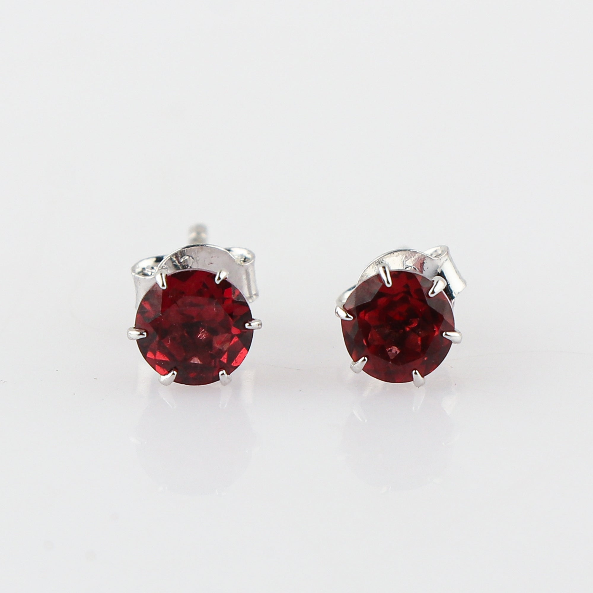 Natural Brilliance with Round Garnet Stud Earrings set for Women