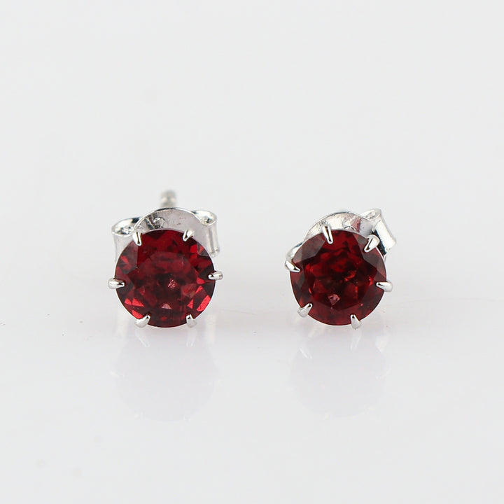 Natural Brilliance with Round Garnet Stud Earrings set for Women
