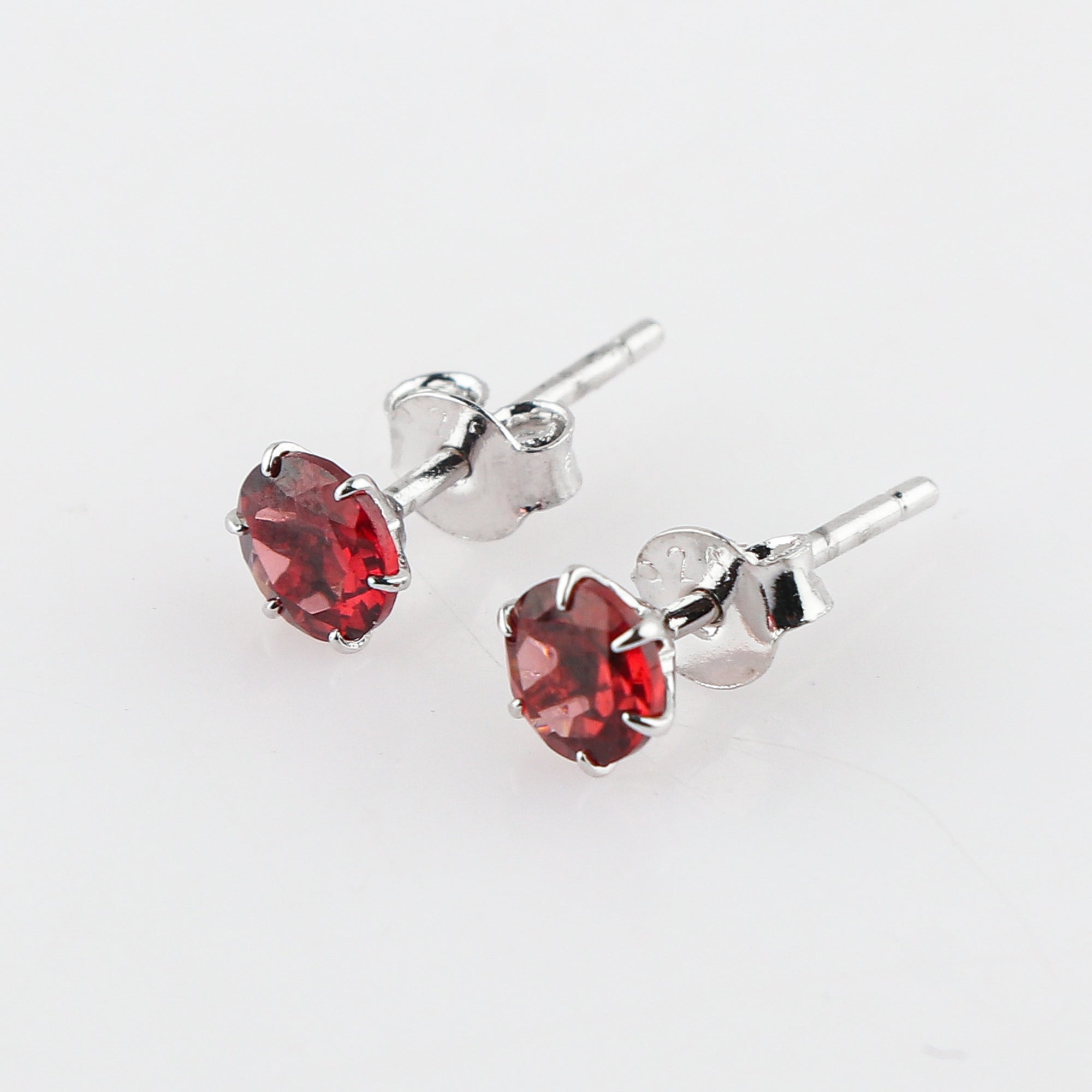 Natural Brilliance with Round Garnet Stud Earrings set for Women