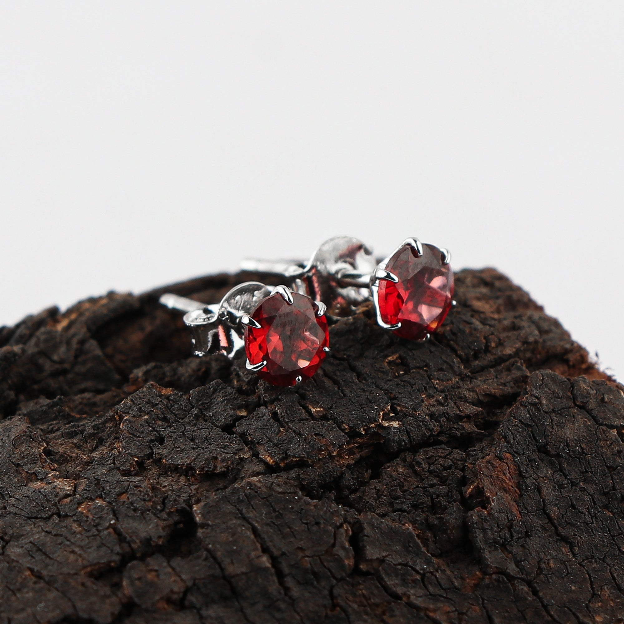 Natural Brilliance with Round Garnet Stud Earrings set for Women
