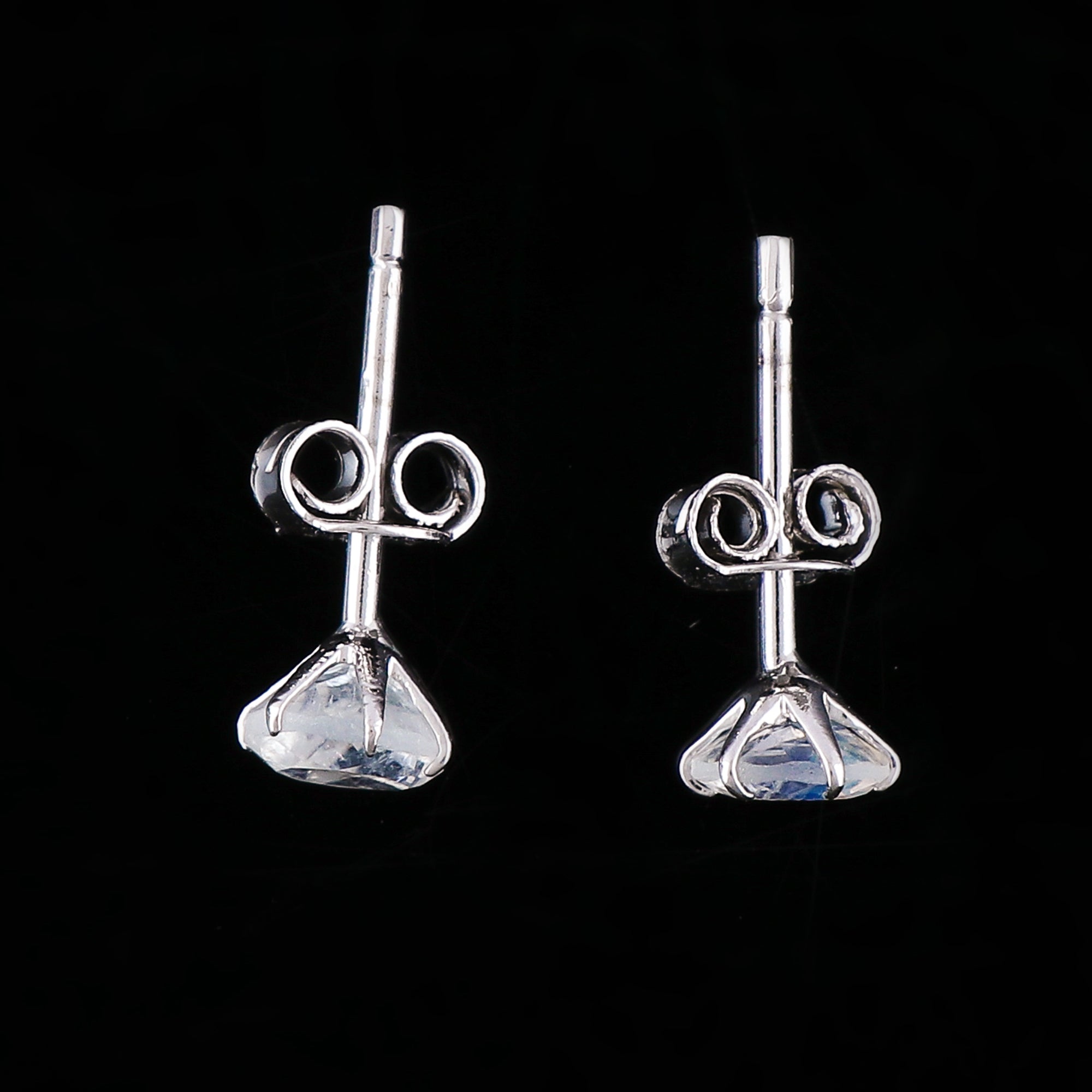 Natural Moonstone Stud Earrings in Round Shape for Women - Red Crystal Gemstone with Healing Chakra Energy