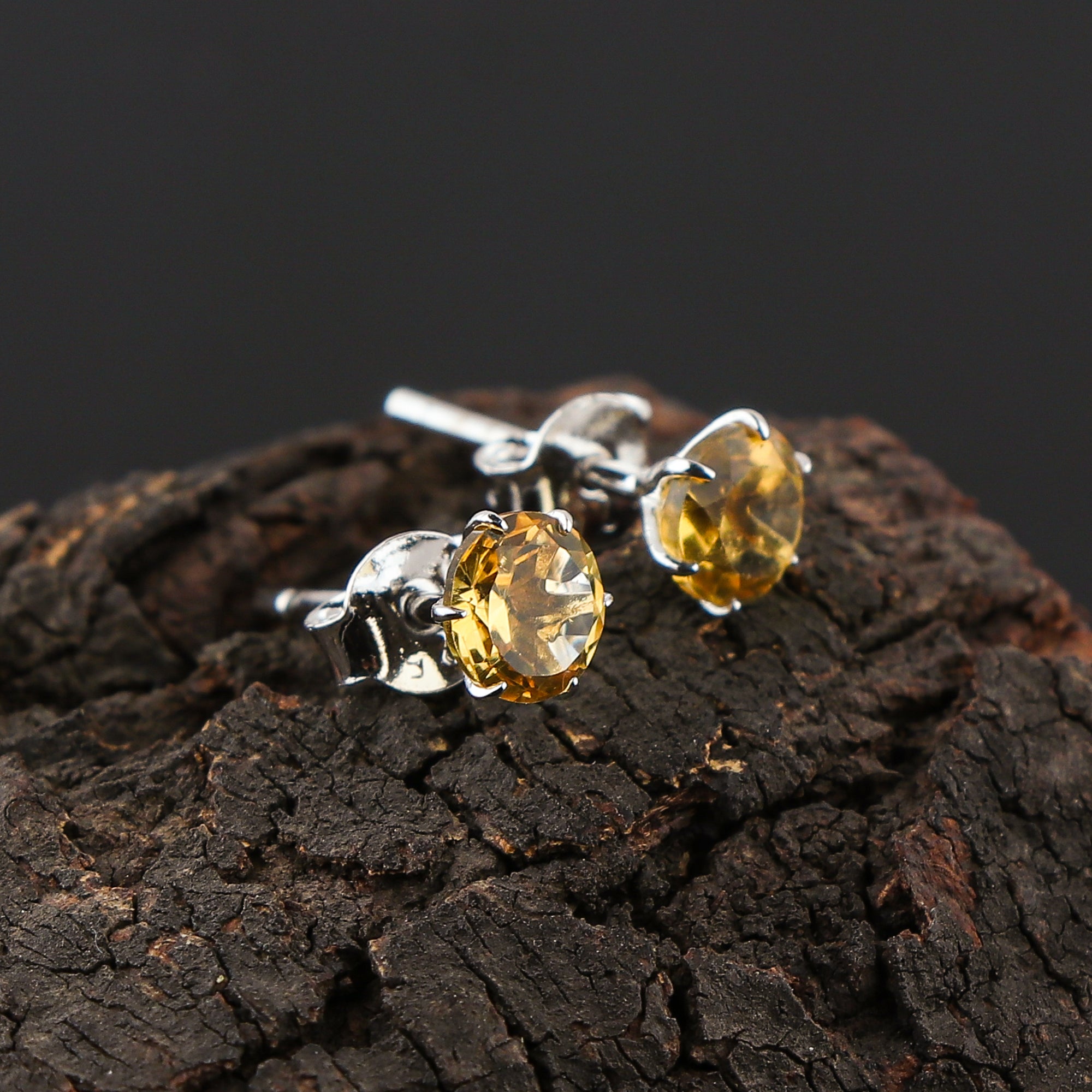 Natural Citrine Round Stud Earrings | 5x5mm Brilliant Cut | 925 Sterling Silver | AA+ Quality | Fine Jewelry Piece for Women