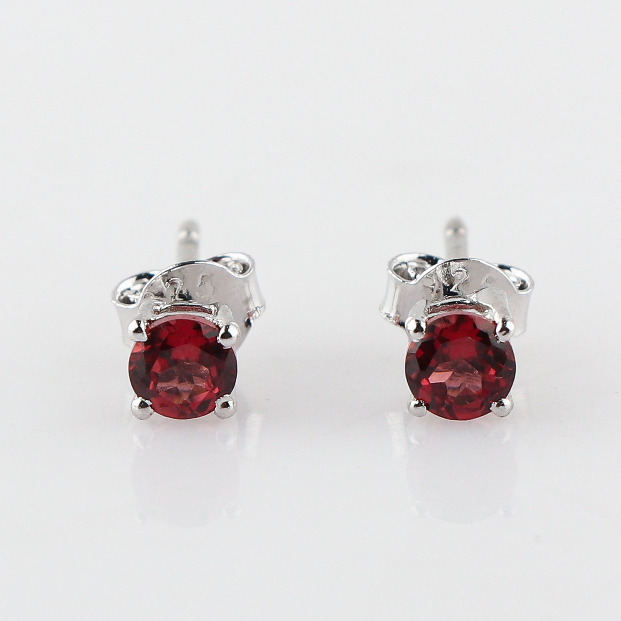 Natural Garnet Crystal Round Stud Earrings for Women | Crafted with 925 Sterling Silver | Birthstone Jewelry & Chakra Healing | Perfect Gift