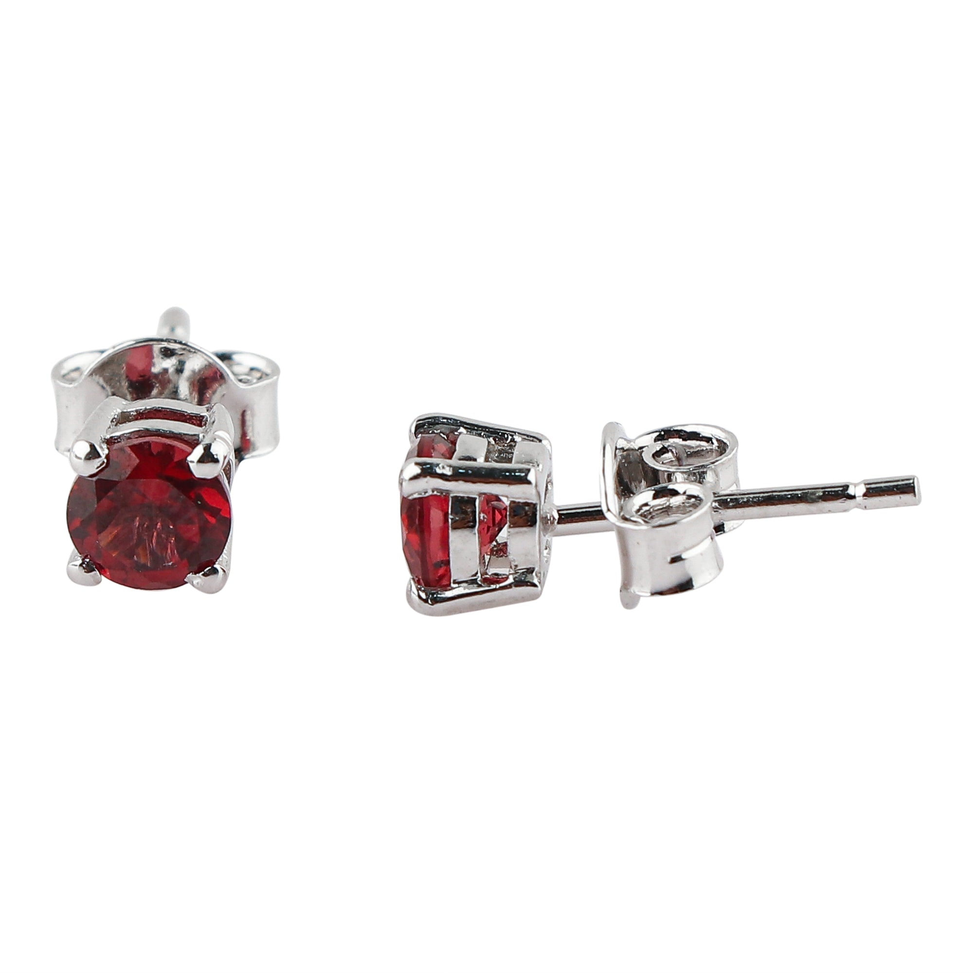 Natural Garnet Gemstone Stud Earrings | Round Shape, 925 Sterling Silver Crafted Jewelry Piece | Perfect fine Jewelry for Women that Suits any occasion