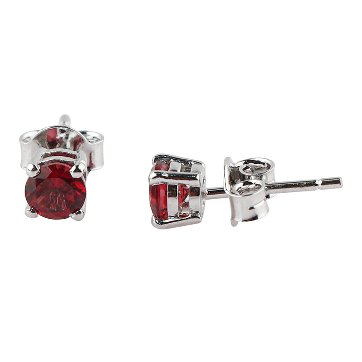 Natural Garnet Gemstone Stud Earrings | Round Shape, 925 Sterling Silver Crafted Jewelry Piece | Perfect fine Jewelry for Women that Suits any occasion