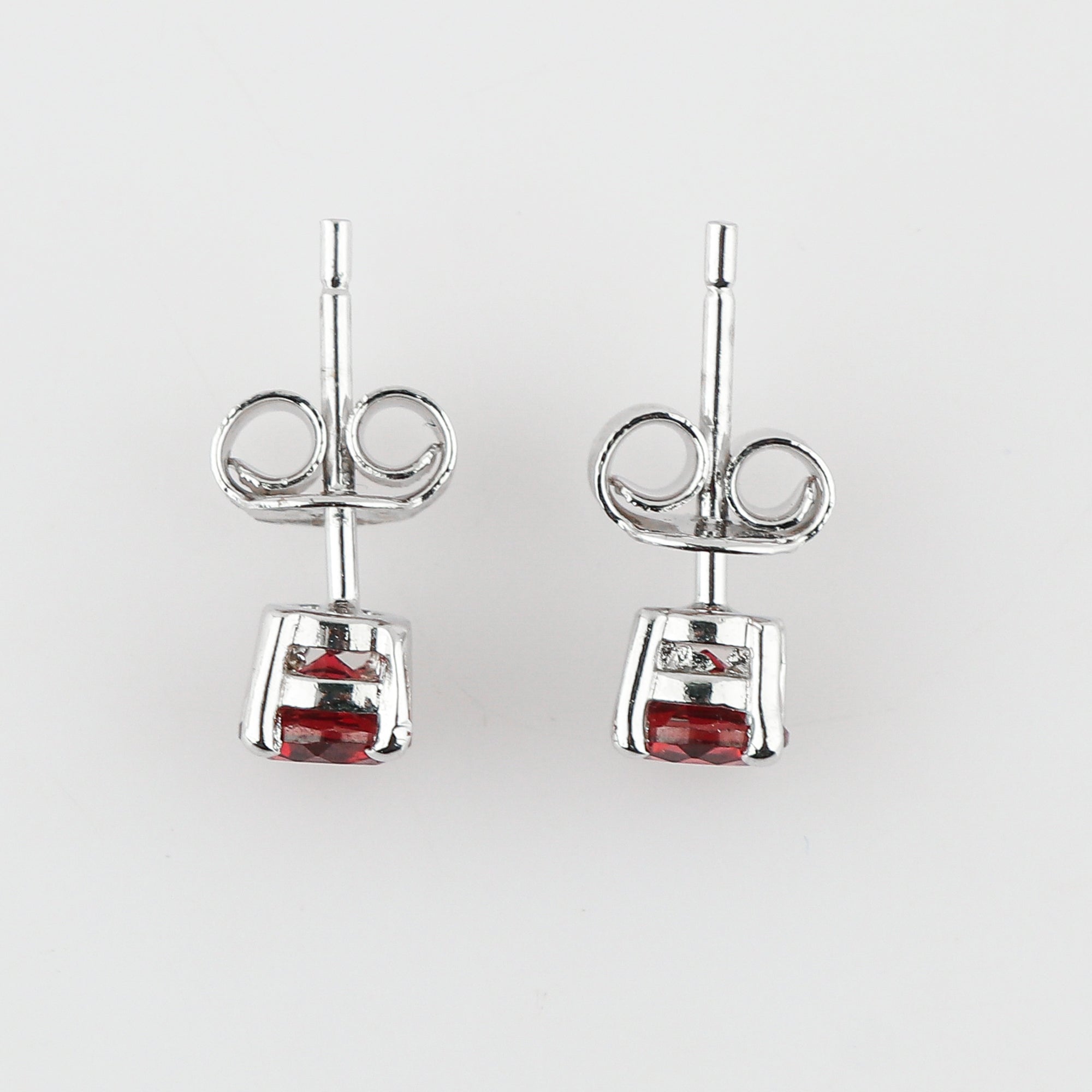 Natural Garnet Gemstone Stud Earrings | Round Shape, 925 Sterling Silver Crafted Jewelry Piece | Perfect fine Jewelry for Women that Suits any occasion