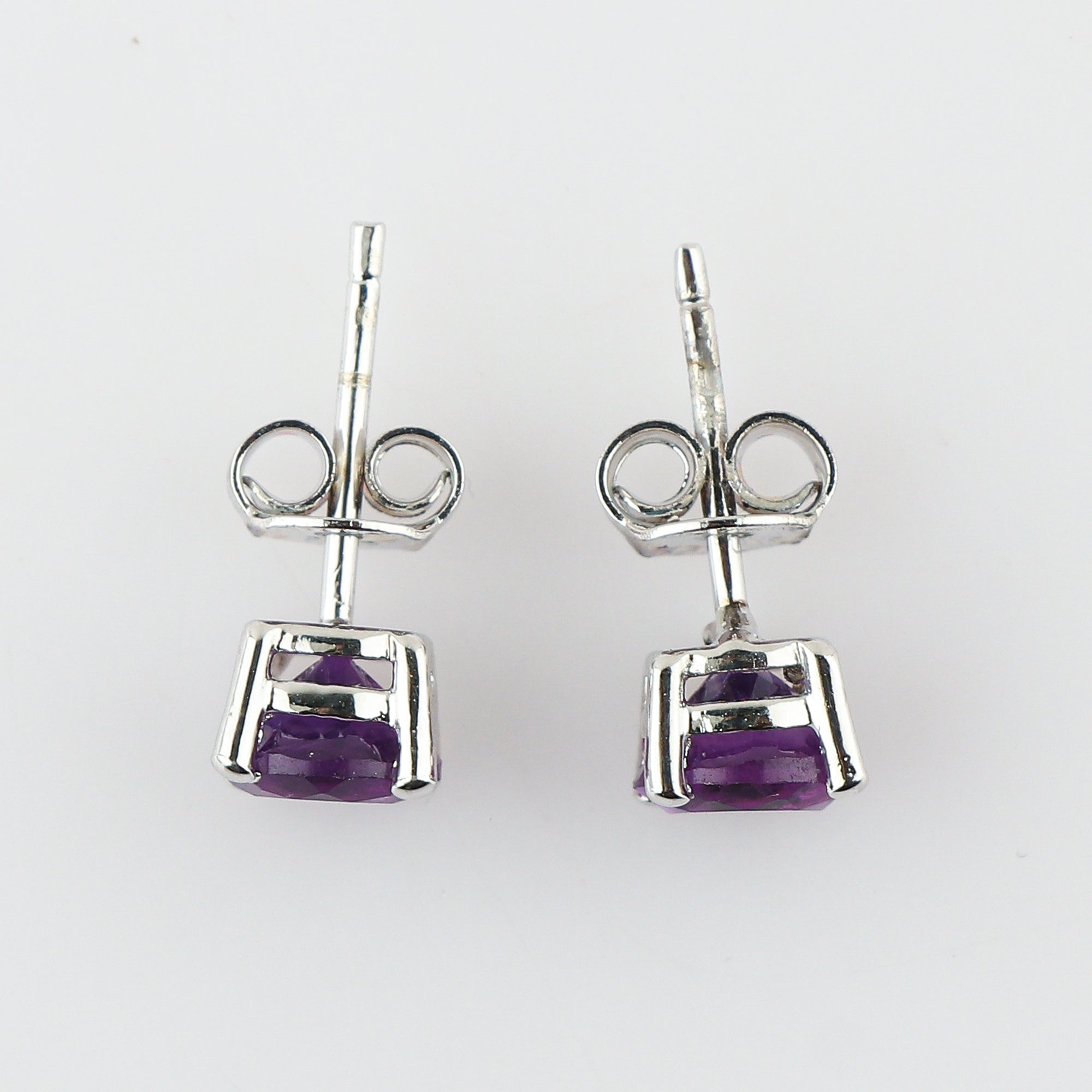 Natural Amethyst Round Stud Earrings | 6x6mm Brilliant Cut | 925 Sterling Silver | AA+ Quality | Premium Jewelry for Women