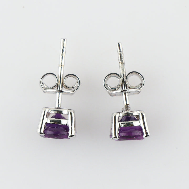 Natural Amethyst Round Stud Earrings | 6x6mm Brilliant Cut | 925 Sterling Silver | AA+ Quality | Premium Jewelry for Women