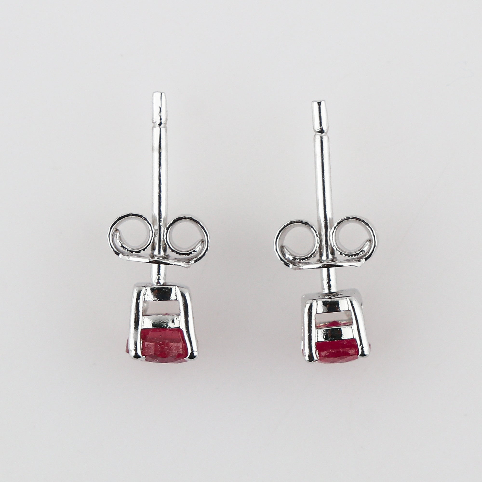Dazzling Stub Earrings in Natural Ruby Gemstone AA+ Quality