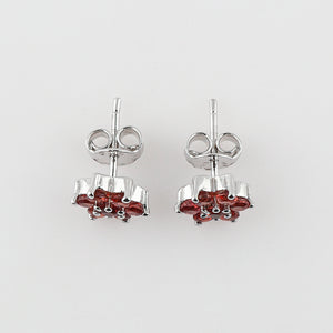 7 AA+ Garnet Round Crystals Flower Stud Earring for Women