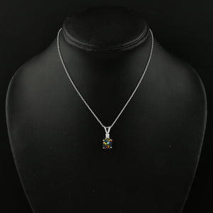 Verified Quality in 1.3 Ct White Dot Ethiopian Opal Pendant style in 925 silver