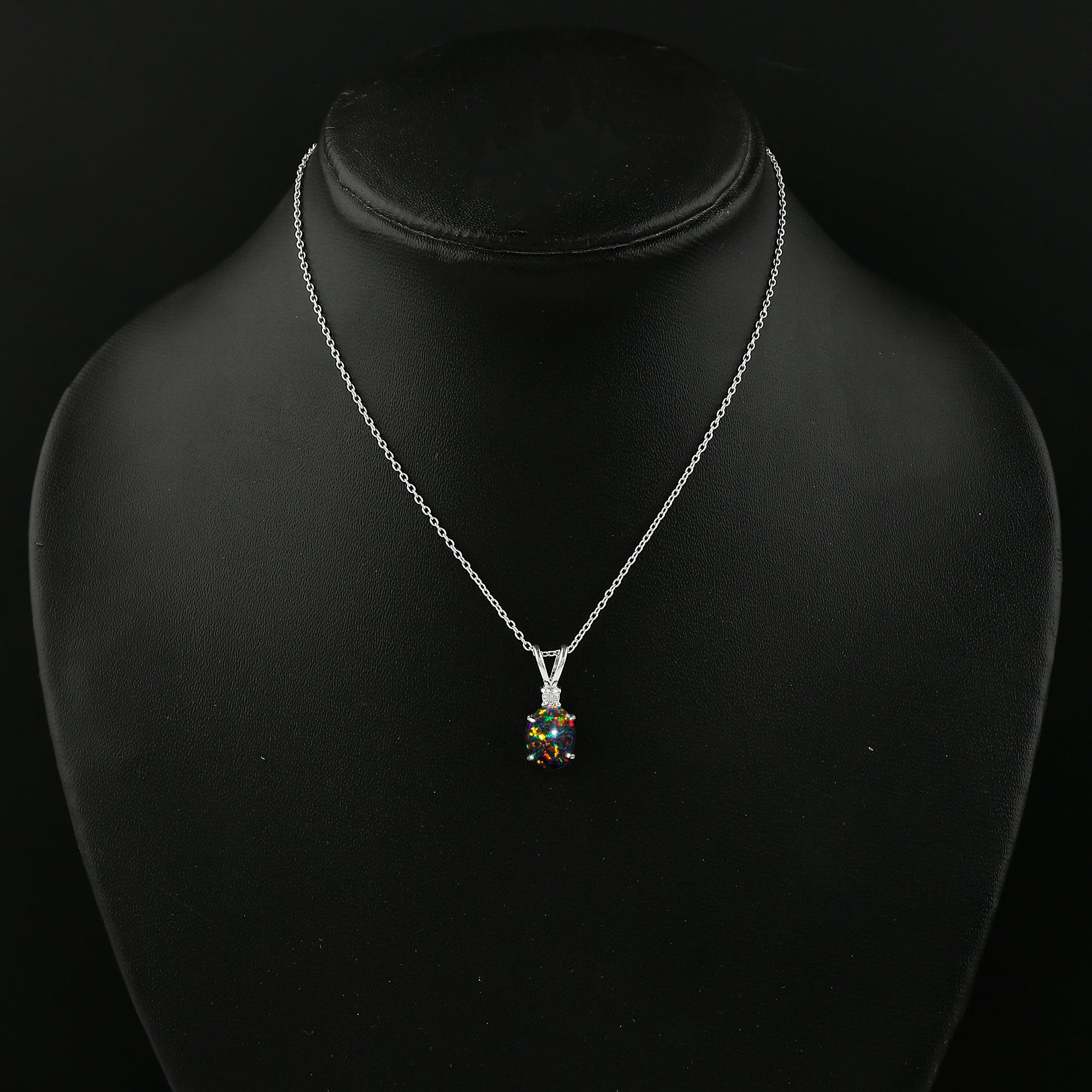 Verified Quality in 1.3 Ct White Dot Ethiopian Opal Pendant style in 925 silver